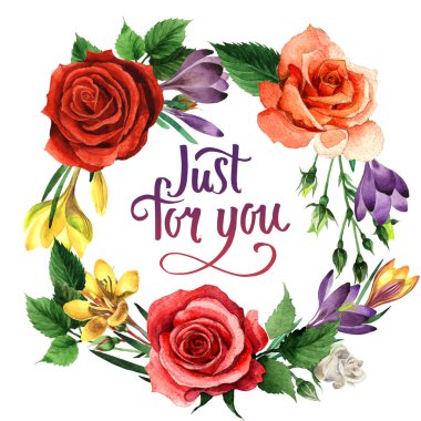 Kır çiçeği çiğdemler çiçek çelenk izole bir suluboya tarzında.