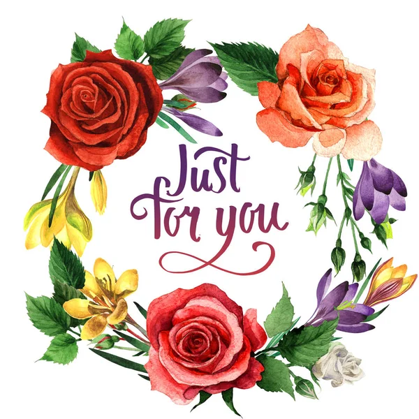 Kır çiçeği çiğdemler çiçek çelenk izole bir suluboya tarzında.