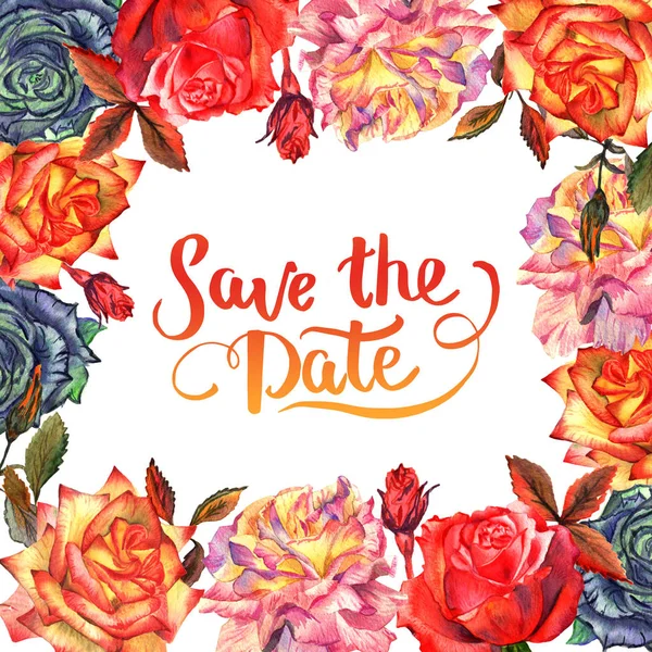 Kır çiçeği gül çiçek çerçeve izole bir suluboya tarzında.