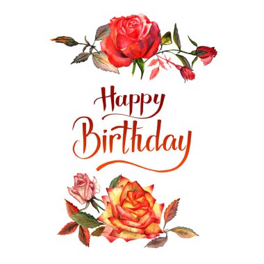 Kır çiçeği gül çiçek çerçeve izole bir suluboya tarzında.