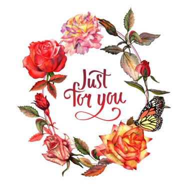 Kır çiçeği gül çiçek çelenk izole bir suluboya tarzında.