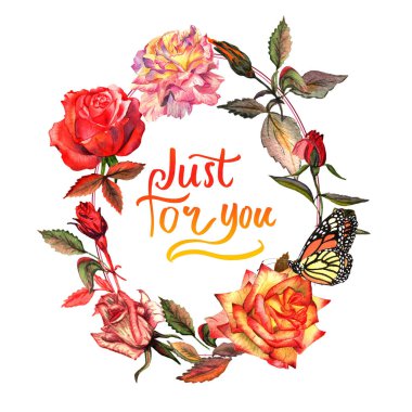 Kır çiçeği gül çiçek çelenk izole bir suluboya tarzında.