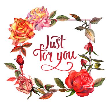 Kır çiçeği gül çiçek çerçeve izole bir suluboya tarzında.