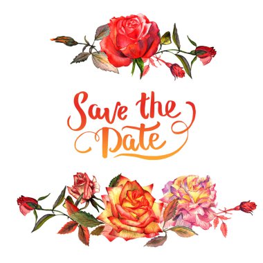 Kır çiçeği gül çiçek çerçeve izole bir suluboya tarzında.