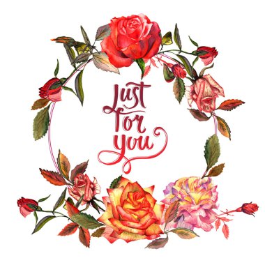 Kır çiçeği gül çiçek çelenk izole bir suluboya tarzında.