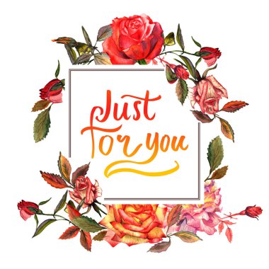 Kır çiçeği gül çiçek çerçeve izole bir suluboya tarzında.