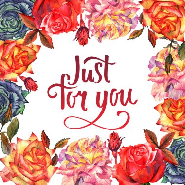 Kır çiçeği gül çiçek çerçeve izole bir suluboya tarzında.