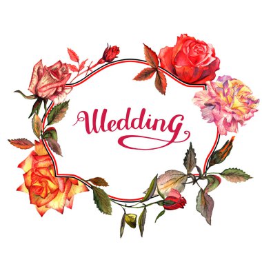 Kır çiçeği gül çiçek çerçeve izole bir suluboya tarzında.