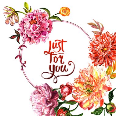 Kır çiçeği Şakayık çiçeği çerçeve izole bir suluboya tarzında.