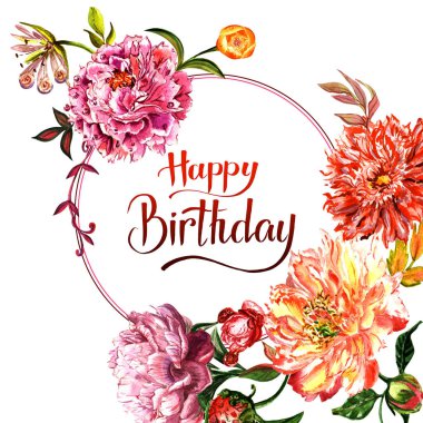 Kır çiçeği Şakayık çiçeği çerçeve izole bir suluboya tarzında.