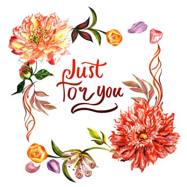 Kır çiçeği Şakayık çiçeği çerçeve izole bir suluboya tarzında.