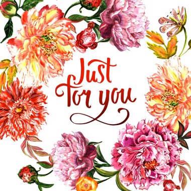 Kır çiçeği Şakayık çiçeği çerçeve izole bir suluboya tarzında.