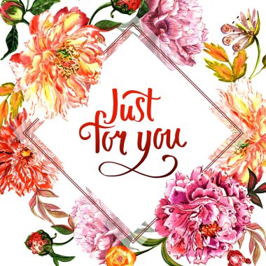 Kır çiçeği Şakayık çiçeği çerçeve izole bir suluboya tarzında.