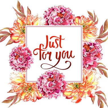 Kır çiçeği Şakayık çiçeği çerçeve izole bir suluboya tarzında.