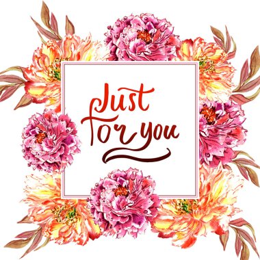 Kır çiçeği Şakayık çiçeği çerçeve izole bir suluboya tarzında.