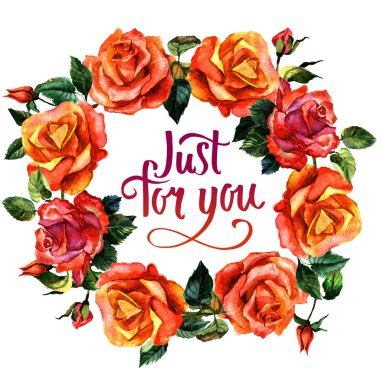 Kır çiçeği gül çiçek çelenk izole bir suluboya tarzında.