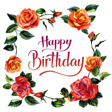 Kır çiçeği gül çiçek çelenk izole bir suluboya tarzında.