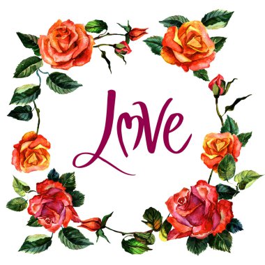 Kır çiçeği gül çiçek çelenk izole bir suluboya tarzında.