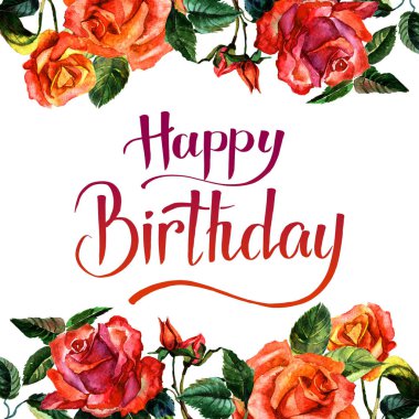 Kır çiçeği gül çiçek çerçeve izole bir suluboya tarzında.