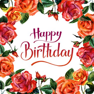 Kır çiçeği gül çiçek çerçeve izole bir suluboya tarzında.