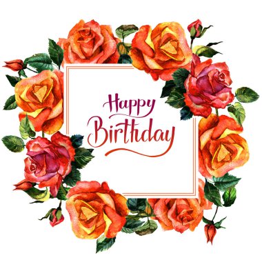 Kır çiçeği gül çiçek çerçeve izole bir suluboya tarzında.