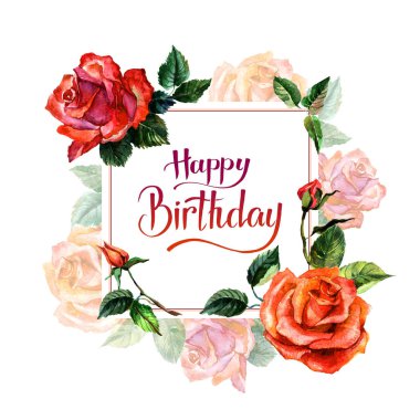 Kır çiçeği gül çiçek çerçeve izole bir suluboya tarzında.