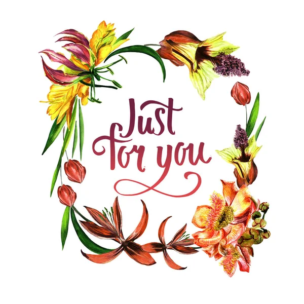 Tropikal Hawaii bırakır ve izole bir suluboya tarzında çerçeve çiçek.