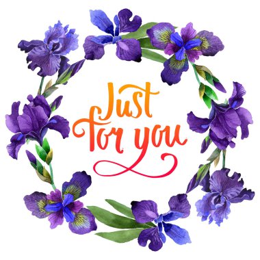 Kır çiçeği Iris çiçek çelenk izole bir suluboya tarzında.