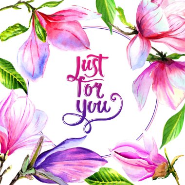 Kır çiçeği Manolya çiçek çerçeve izole bir suluboya tarzında.