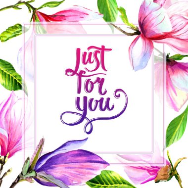 Kır çiçeği Manolya çiçek çerçeve izole bir suluboya tarzında.