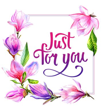 Kır çiçeği Manolya çiçek çerçeve izole bir suluboya tarzında.