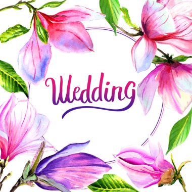 Kır çiçeği Manolya çiçek çerçeve izole bir suluboya tarzında.