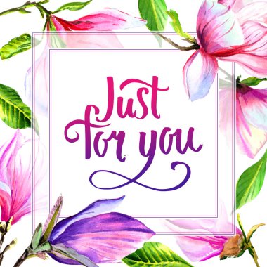 Kır çiçeği Manolya çiçek çerçeve izole bir suluboya tarzında.