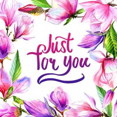 Kır çiçeği Manolya çiçek çerçeve izole bir suluboya tarzında.