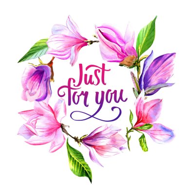 Kır çiçeği Manolya çiçek çelenk izole bir suluboya tarzında.