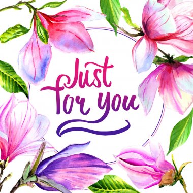 Kır çiçeği Manolya çiçek çerçeve izole bir suluboya tarzında.