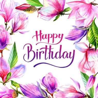 Kır çiçeği Manolya çiçek çerçeve izole bir suluboya tarzında.