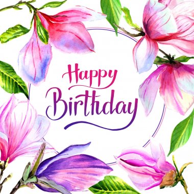 Kır çiçeği Manolya çiçek çerçeve izole bir suluboya tarzında.