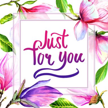 Kır çiçeği Manolya çiçek çerçeve izole bir suluboya tarzında.