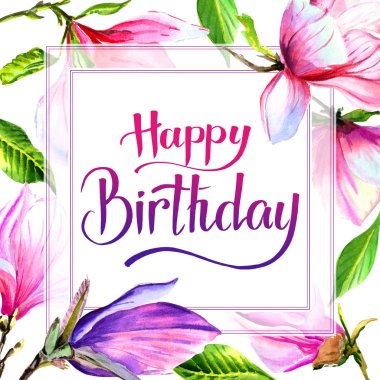 Kır çiçeği Manolya çiçek çerçeve izole bir suluboya tarzında.