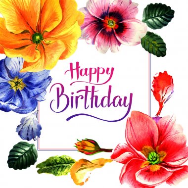 Kır çiçeği çuha çiçeği çiçek çerçeve izole bir suluboya tarzında.