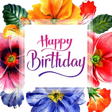 Kır çiçeği çuha çiçeği çiçek çerçeve izole bir suluboya tarzında.