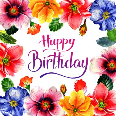 Kır çiçeği çuha çiçeği çiçek çerçeve izole bir suluboya tarzında.