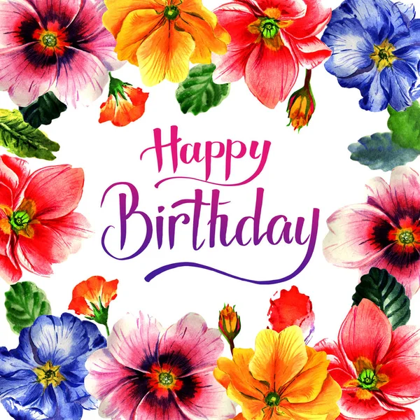 Kır çiçeği çuha çiçeği çiçek çerçeve izole bir suluboya tarzında.