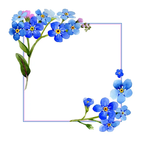 Квіткова рамка дикої квітки myosotisensis в акварельному стилі ізольована . — стокове фото