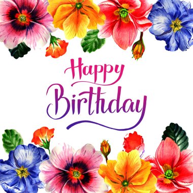 Kır çiçeği çuha çiçeği çiçek çerçeve izole bir suluboya tarzında.