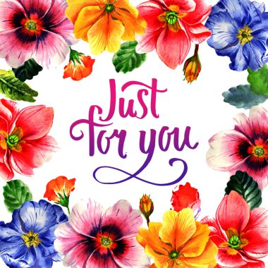 Kır çiçeği çuha çiçeği çiçek çerçeve izole bir suluboya tarzında.