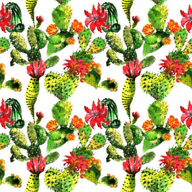 Tropikal kaktüs ağacında deseni izole bir suluboya tarzında.