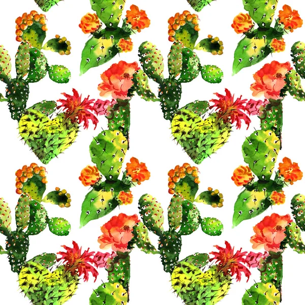 Tropiska cactus träd mönster i akvarell stil isolerade. — Stockfoto