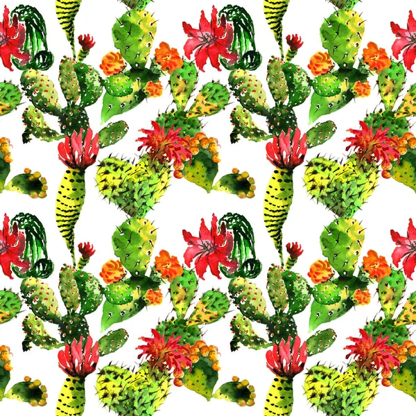 Tropických kaktusů strom vzor ve stylu akvarelu, samostatný. — Stock fotografie
